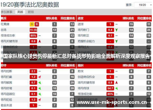 国家队核心球员伤停最新汇总对备战形势影响全面解析深度观察报告